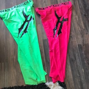 Neon Green & Hot Pink Athletic Leggings -